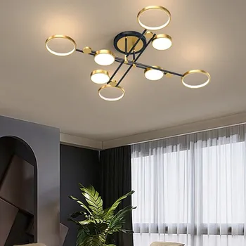 Скандинавский кольцевой потолочный светильник для кухни, гостиной, отеля, домашнего светильника, 3 лампы, декоративный потолочный светильник с регулируемой яркостью, домашний светильник