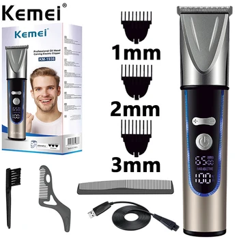 Триммер для волос Kemei, Профессиональная Машинка для стрижки волос, Беспроводная Стрижка, Винтажные машинки для стрижки волос, Машинка для стрижки с цифровым дисплеем для мужчин