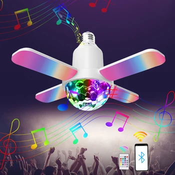 Умная Светодиодная Лампа E27 RGB Bluetooth Музыкальная Складная Лампа с Волшебным Шаром DJ Disco Ball Stage Light Night Light Для Вечеринки, Свадьбы, KTV