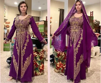 Фиолетовые Кафтаны, платье Farasha Abaya в Дубае, Марокко, Очень Необычное Свадебное платье, европейский и американский модный тренд