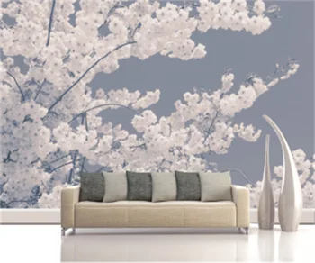 Японская и корейская ручная роспись вишневого цвета, ностальгические ретро обои для телевизора, 3D украшение спальни, настенная роспись на заказ