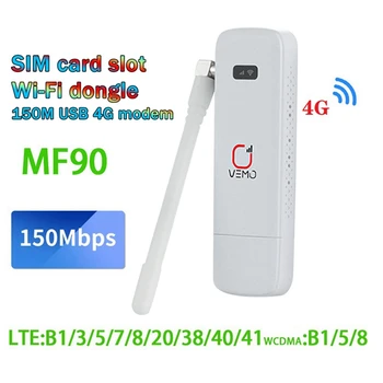 1 Комплект MF90 4G USB WIFI Модем-маршрутизатор С Антенной 150 Мбит/с, слот для SIM-карты 4G LTE, автомобильный USB Wifi Маршрутизатор, USB-ключ, Поддержка 16 пользователей