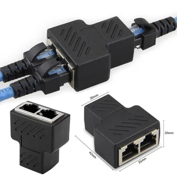 1 шт. Черный Ethernet-адаптер, удлинитель кабеля локальной сети, Разветвитель для подключения к Интернету, Разветвитель Cat5 RJ45, Соединительная контактная модульная вилка