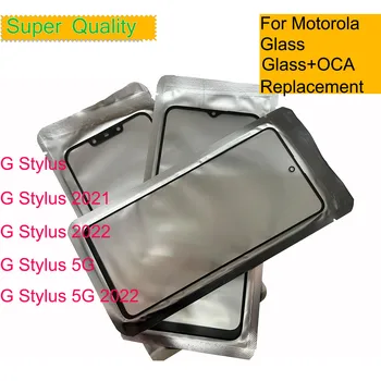 10 шт./лот, переднее внешнее стекло + OCA для Motorola Moto G Stylus 5G 2021 2022, панель сенсорного экрана, объектив, ЖК-дисплей, переднее стекло