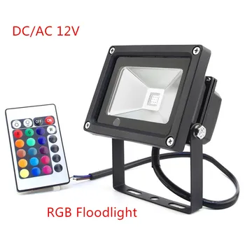 1шт Отражатель Светодиодный RGB Прожекторы DC/AC12V 10 Вт Прожекторное освещение IP65 Наружные прожекторы + пульт дистанционного управления Точечный сад