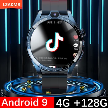 4G NET 128G Rom T1 Smartwatch GPS Местоположение Смарт-часы с изогнутым экраном Android OS 9 SIM-карта WiFi Двойная камера Видеозвонок Мужчины