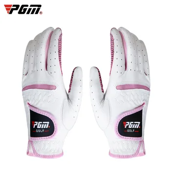 PGM, 1 пара перчаток для гольфа, женские детские перчатки из овчины, белые/розовые перчатки для гольфа, защитные перчатки для тренировки пальцев, дышащие, противоскользящие для дам