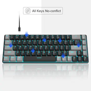 RGB Keycaps Клавиатура Проводная английская механическая настольная 68 клавиш Клавиатуры для ноутбуков Keycap Паническая покупка