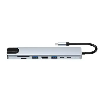 USB-порт Расширитель Type C Док-станция для ноутбука 8 В 1 USB-удлинитель Plug And Play Splitter Для клавиатуры принтера ноутбука Мыши Жесткий