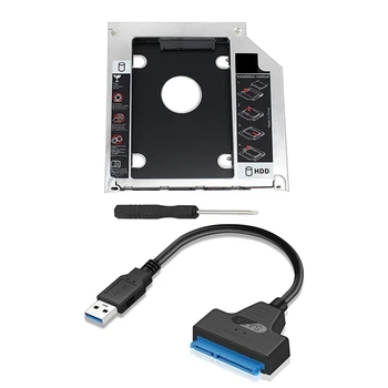 Аксессуары из 2 предметов: 1 шт. Корпус для жесткого диска SATA 2Nd HDD HD SSD, лоток для жесткого диска Caddy Case и 1 шт. кабель-адаптер для жесткого диска SATA