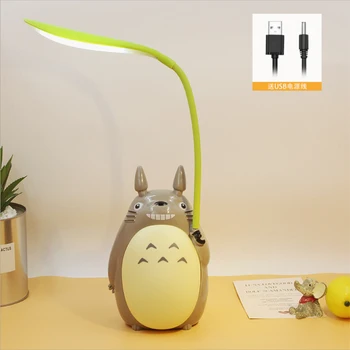 Аниме Тоторо с зеленым Листом, светодиодный ночник, зарядка через USB, Милая настольная лампа с животными, Складная Детская подарочная лампа