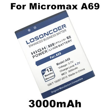 Высококачественный аккумулятор LOSONCOER 3000 мАч для Micromax A69, аккумулятор для телефона Micromax A69 + в наличии