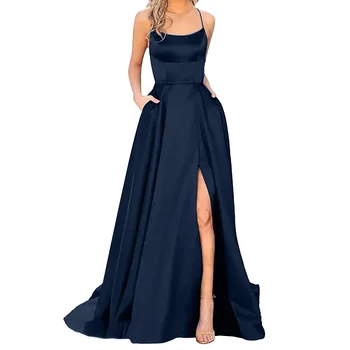 Женское длинное платье, элегантное вечернее официальное платье на бретельках с открытой спиной, Макси-платье для выпускного вечера, платья для особых случаев