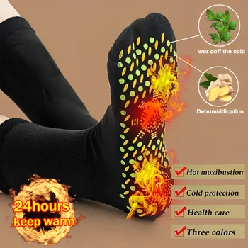 Зимние самонагревающиеся Носки для здоровья, Женские лыжные спортивные Носки, самонагревающийся Массаж, Мужские Короткие носки, магнитотерапия, Удобные теплые носки