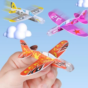 Игрушки для летающих планеров В сборе с маленьким самолетом на открытом воздухе, ручные вращающиеся планеры в подарок