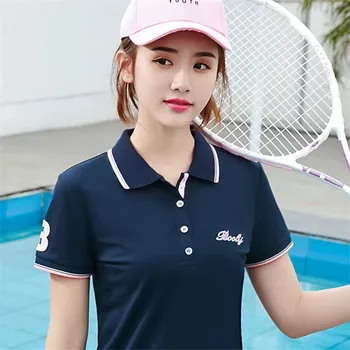 Корейская женская футболка для гольфа с коротким рукавом, Летняя модная рубашка поло для гольфа с вышивкой, Свободные спортивные женские футболки для гольфа, теннисные топы