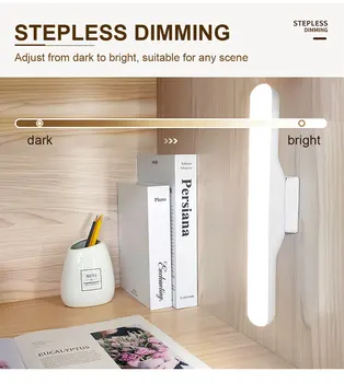 Новая USB Перезаряжаемая светодиодная настольная лампа, Подвесной Магнитный ночник С Регулировкой яркости, Настольная лампа для шкафа, светильник для гардероба