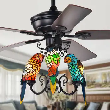 Потолочный вентилятор с 3-ламповым 52-дюймовым потолочным вентилятором с подсветкой в стиле Parrot (с дистанционным управлением)