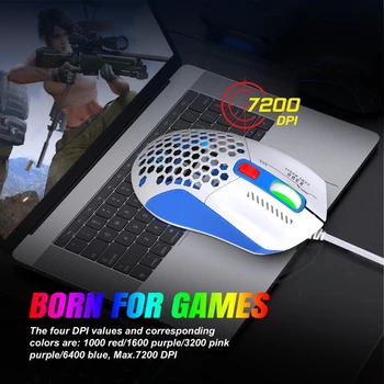 Проводная игровая мышь USB-Провод RGB Игровая Сверхлегкая Сотовая мышь 7200 точек на дюйм, Прямая Поставка