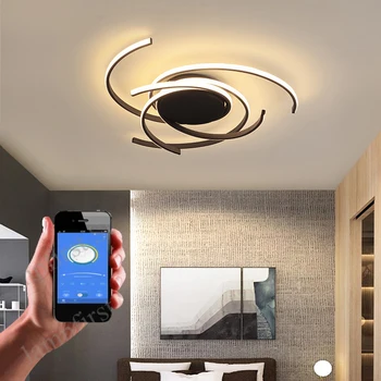 Современная светодиодная люстра с дистанционным управлением, подходит для гостиной, кухни, может регулировать яркость на радиоуправлении, потолочная люстра для украшения дома